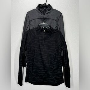 2 Athletic Works 1/4 Zip Pullovers Black / Gray Fleece Size 10/12 Fit